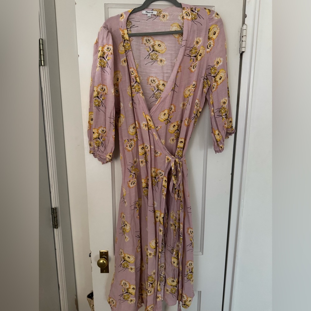 Floral Wrap Dress in Purple and Yellow